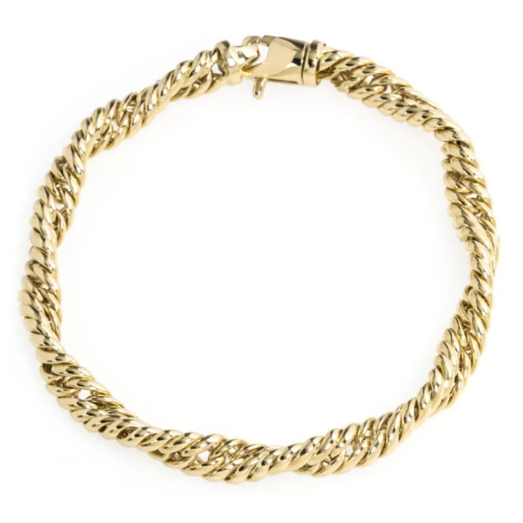 Pulsera Oro 18K Doble Cordón Retorcido