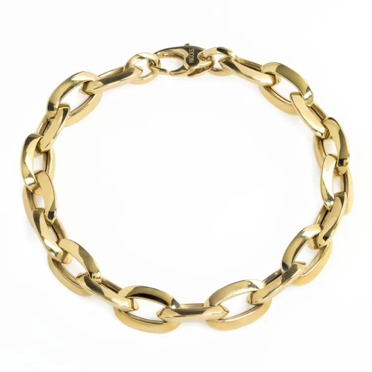Pulsera Oro 18K Eslabon Bisel 15X9