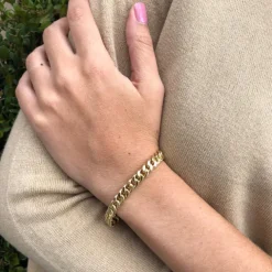 Pulsera Oro 18K Eslabon Cubano 7.5Mm S