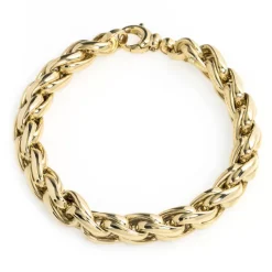 Pulsera Oro 18K Eslabon Trenza Tubo 8Mm