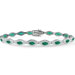 Pulsera Riviere Diamantes y Esmeraldas Marquise
