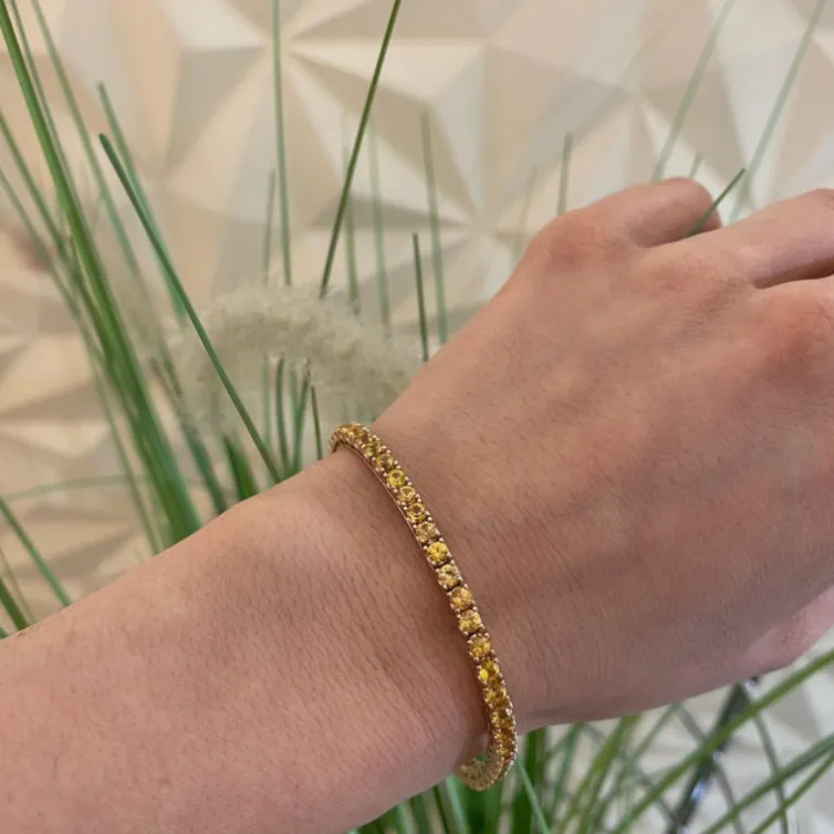 Pulsera Zafiros Amarillos 6.30Ct Oro Rosa Rainbow