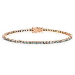 Pulsera Zafiros Azul Claro 2.45Ct Oro Rosa Rainbow