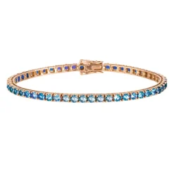 Pulsera Zafiros Azul Claro 6.30Ct Oro Rosa Rainbow