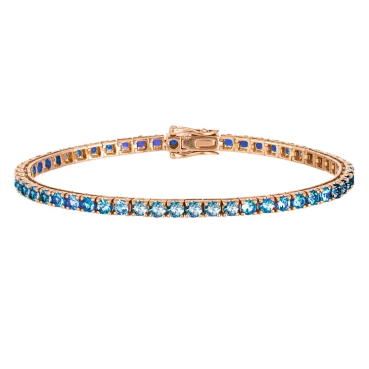 Pulsera Zafiros Azul Claro 6.30Ct Oro Rosa Rainbow