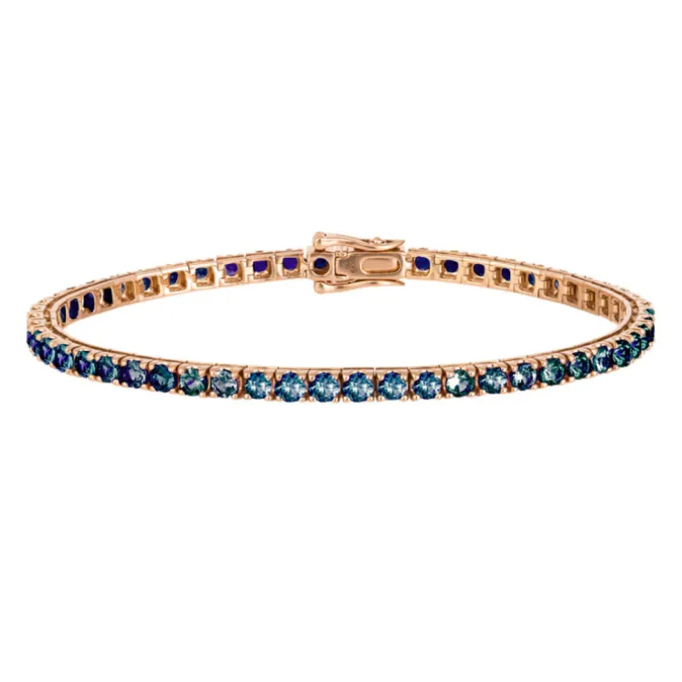 Pulsera Zafiros Azules 6.30Ct Oro Rosa Rainbow
