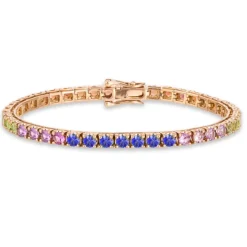 Pulsera Zafiros Colores Oro Rosa Rainbow