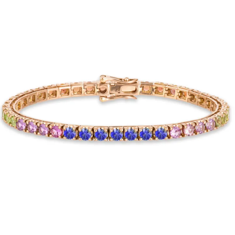 Pulsera Zafiros Colores Oro Rosa Rainbow