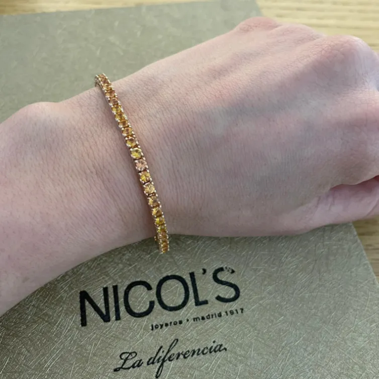 Pulsera Zafiros Naranjas 6.30Ct Oro Rosa Rainbow