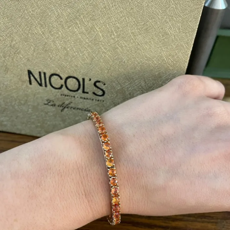 Pulsera Zafiros Naranjas 9.50Ct Oro Rosa Rainbow