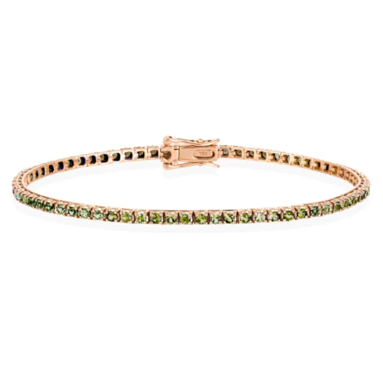 Pulsera Zafiros Verde Claro 2.45Ct Oro Rosa Rainbow