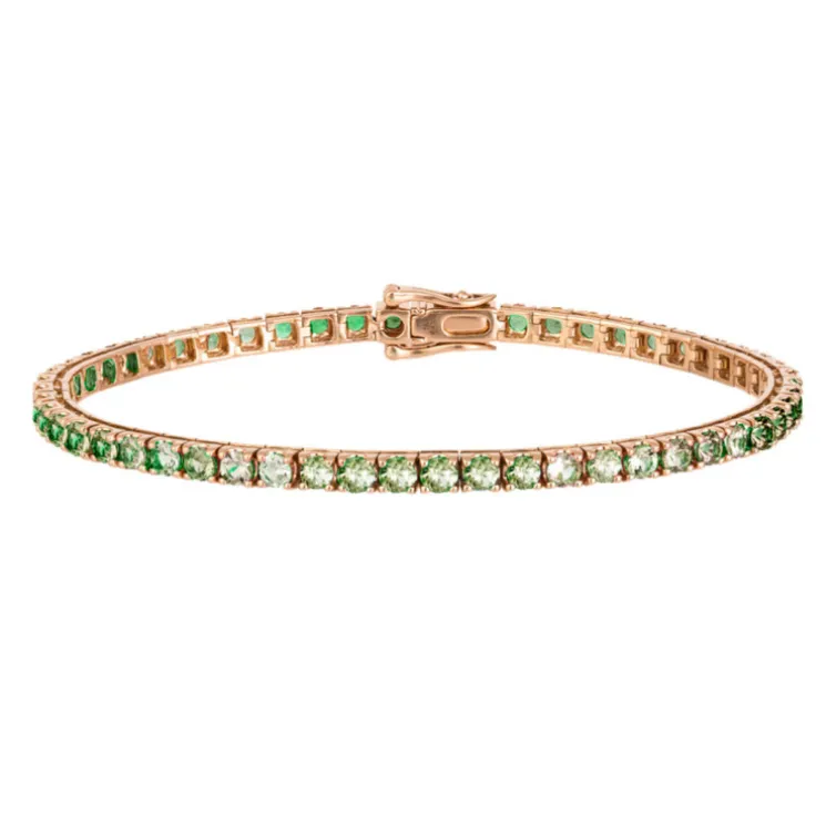 Pulsera Zafiros Verde Claro 6.30Ct Oro Rosa Rainbow