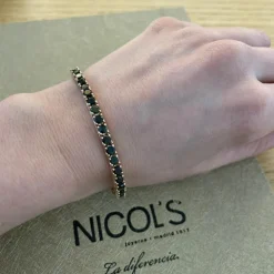 Pulsera Zafiros Verde Oscuro 9.50Ct Oro Rosa Rainbow