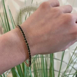 Pulsera Zafiros Verde Oscuro 6.30Ct Oro Rosa Rainbow