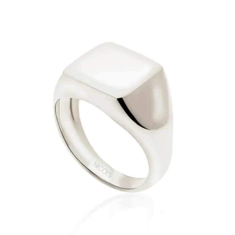 Sello Oro Blanco Mujer Cuadrado Vintage