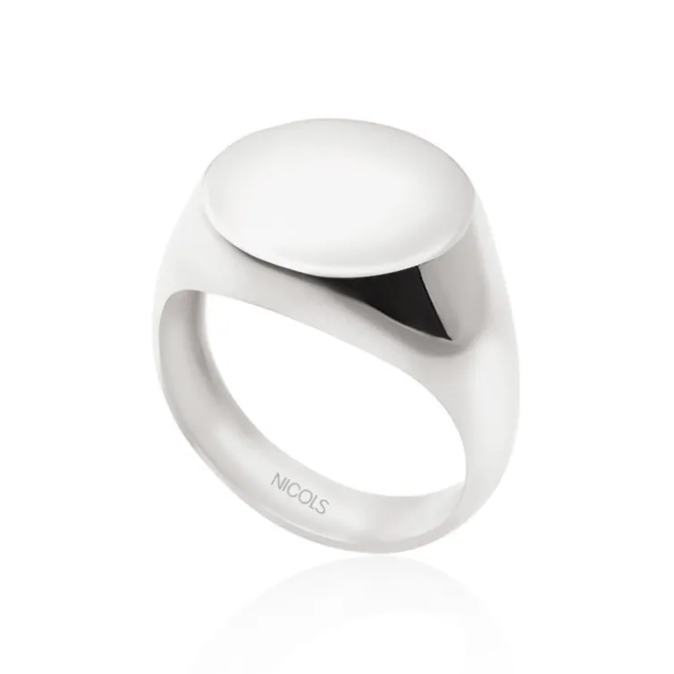 Sello Oro Blanco Mujer Redondo Vintage