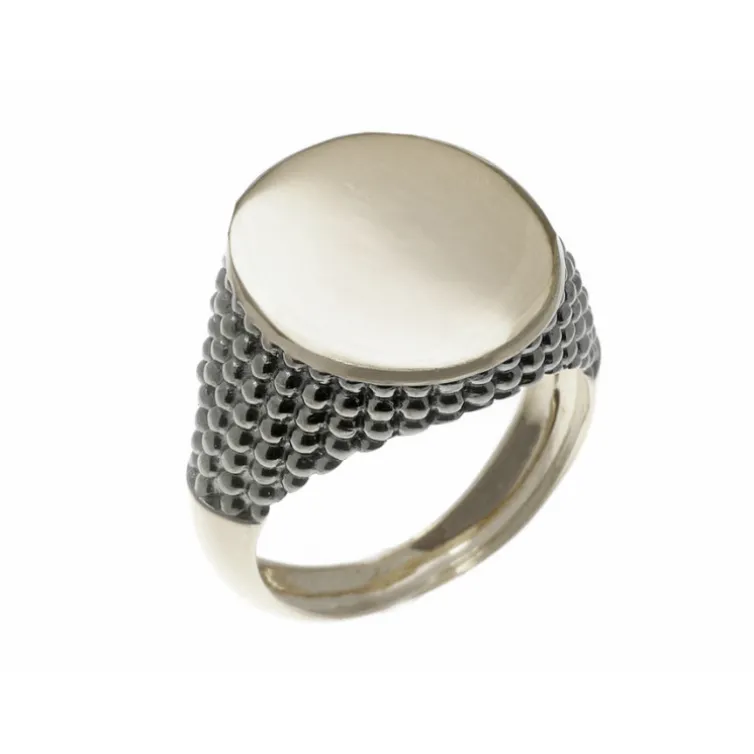 Sello Oro Blanco Oval Moderno